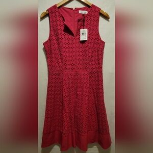 Cynthia Rowley Fuchsia Lace Midi Dress